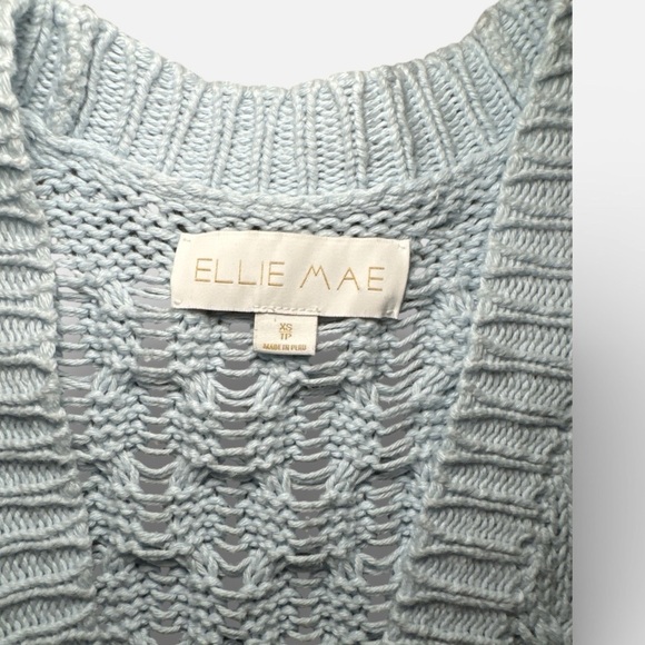 Ellie Mae Ombré Cable Knit Cardigan XS Blue Ivory Button Front Oversized - Picture 6 of 10